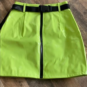 leather lime green mini skirt